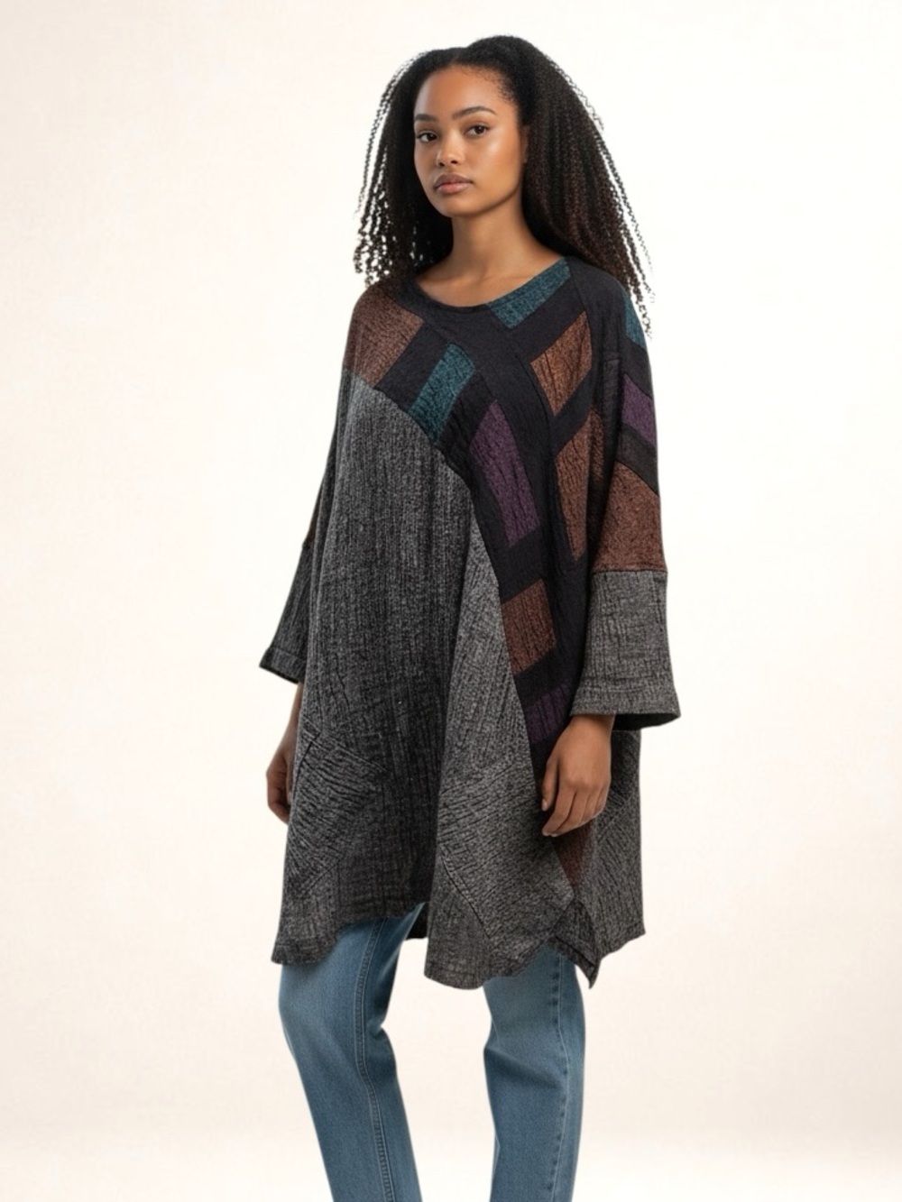 Tarina Asu Linen Tunic Top Asymmetrical Lagenlook M